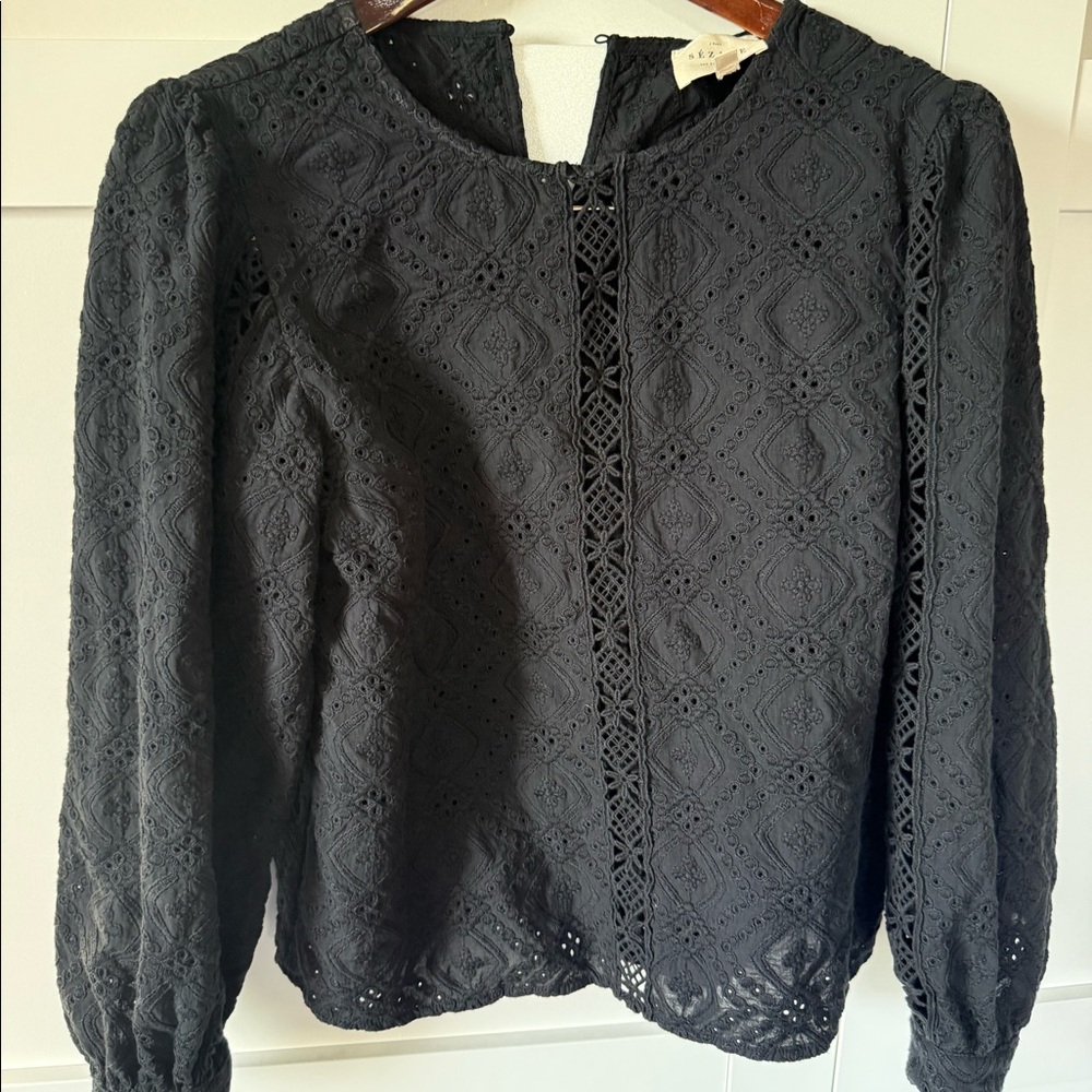Sezane Scarlett blouse - black lace - Picture 4 of 4